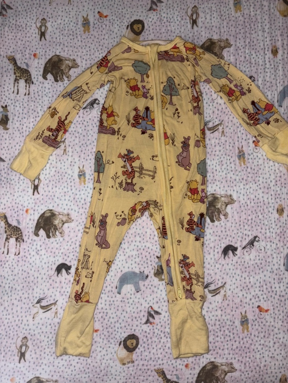 Little Sleepies Yellow Winnie the Pooh Zip Footed One-Piece